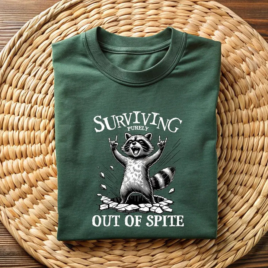 Surviving Purely Out Of Spite Raccoon T-shirt