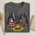 Santa and Sasquatch Camping T-Shirt