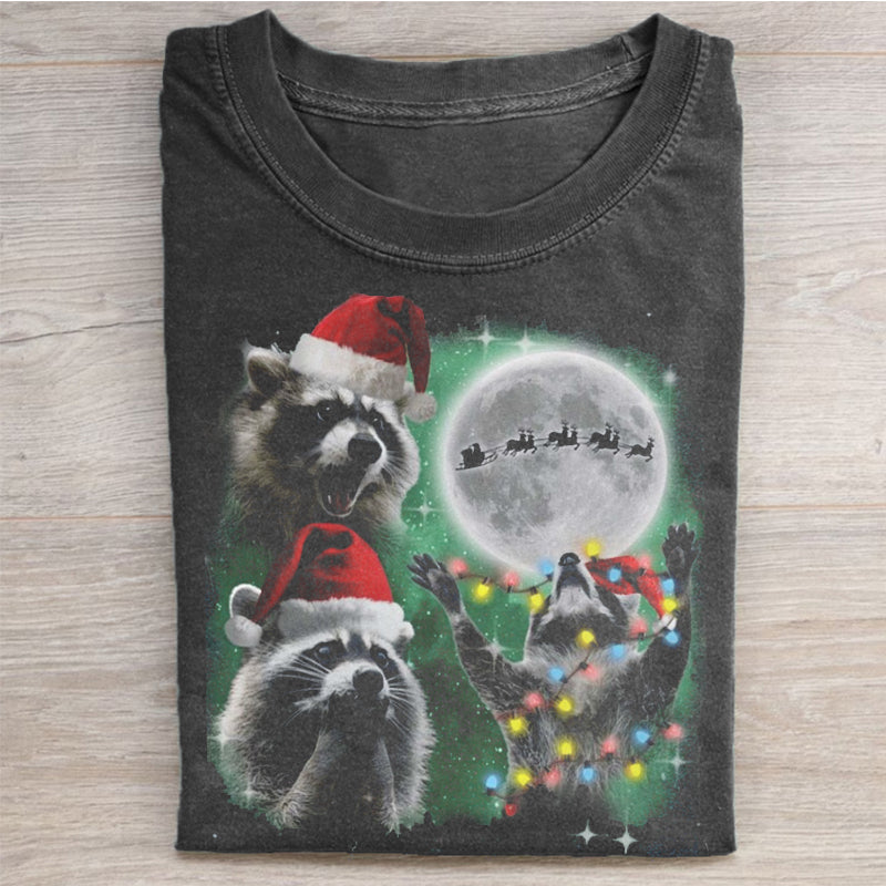 Three Raccoons With The Moon T-shirt
