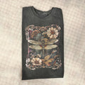 Damen-T-Shirt mit Libellen-Blumenmuster