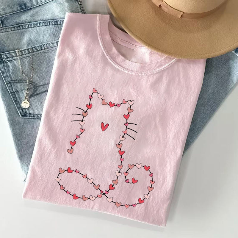 Cute Cat Heart Valentines T-shirt
