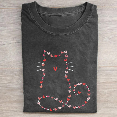 Cute Cat Heart Valentines T-shirt