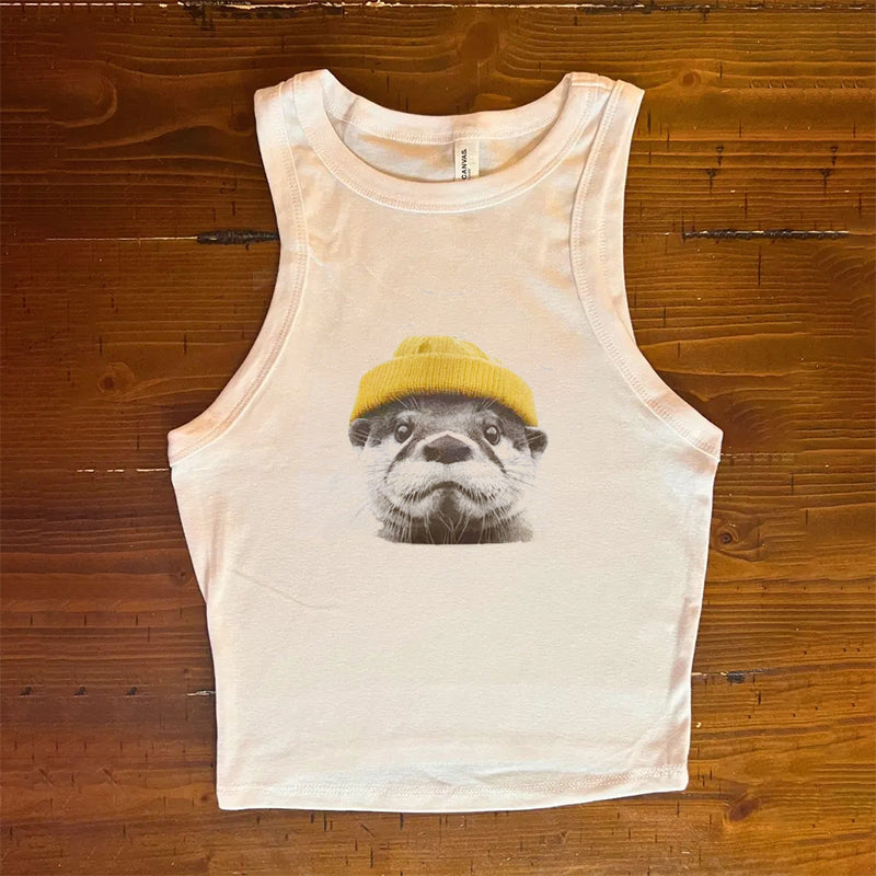 River Otter Wearing Beanie Tank Top