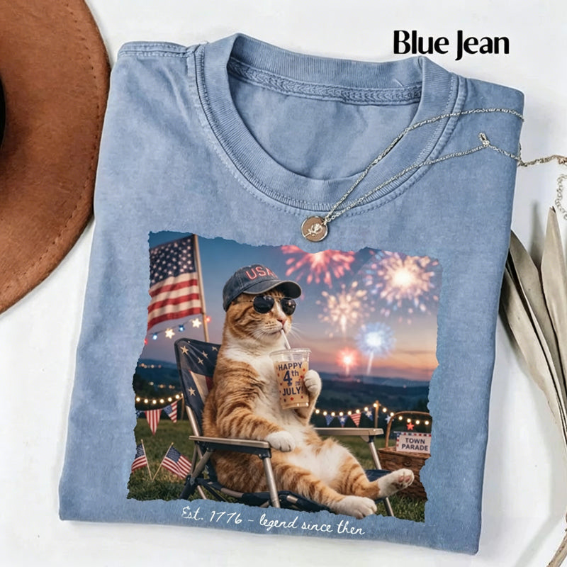 Funny 4th of July Cat T-shirt