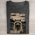 Funny Raccoon UFO Graphic T-shirt