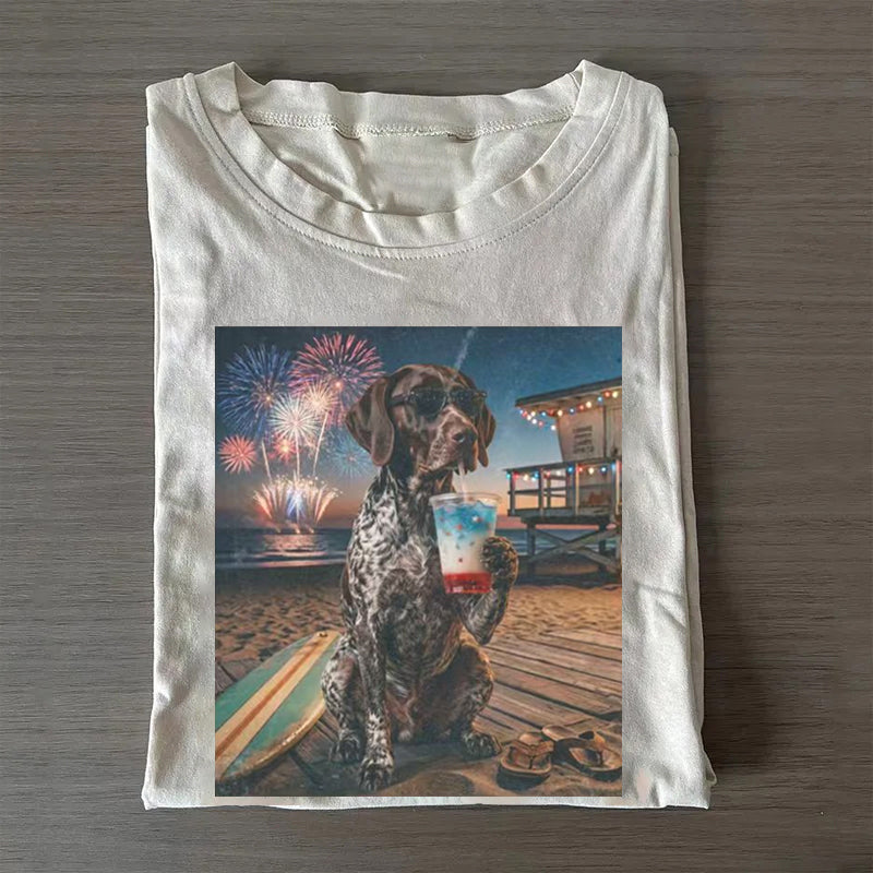 German Shorthair Pointer 4th of July T-shirt