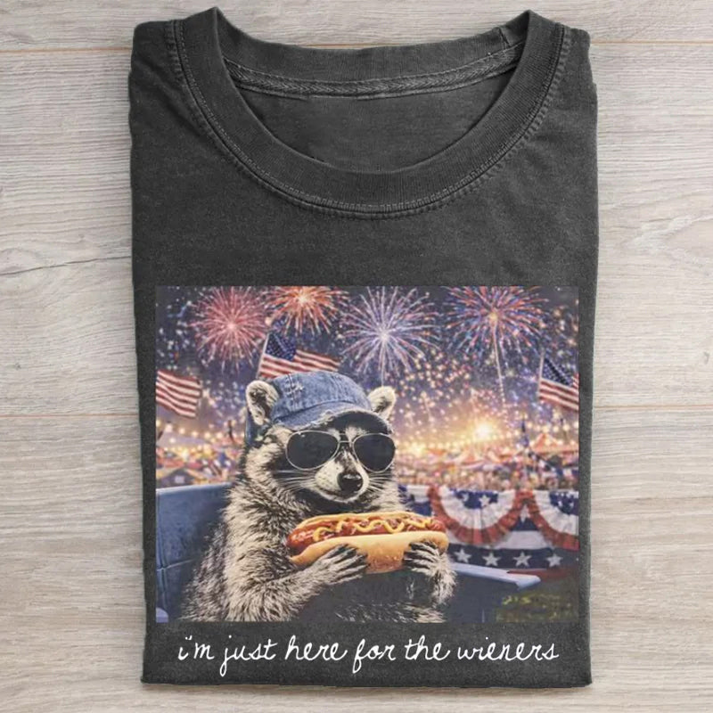 Patriotic Raccoon Hot Dog 4th Of July T-shirt
