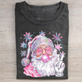 Retro Friedens-Seifenblasenblasender Weihnachtsmann T-Shirt