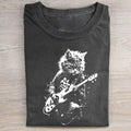 Lustige Katze Gitarre spielend T-Shirt