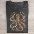 T-Shirt „Krake mit Vintage-Blumenmuster“