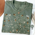 Vintage T-Shirt mit Bienen- und Pflanzenmotiv
