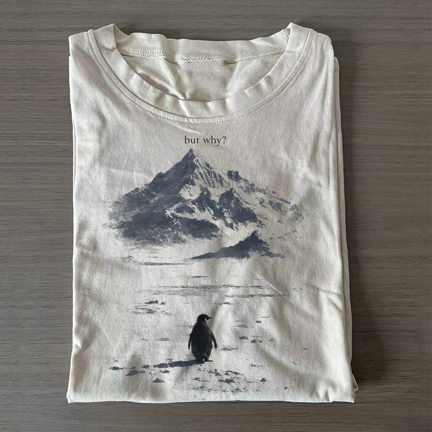 Lone Penguin Mountain Meme T-Shirt