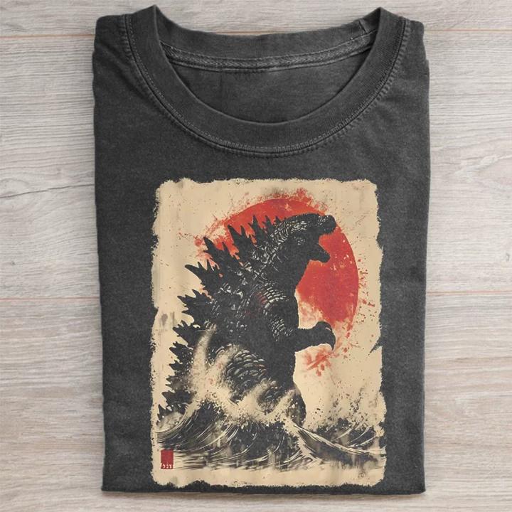 Retro Vintage Japanese Godzilla Great Wave T-shirt