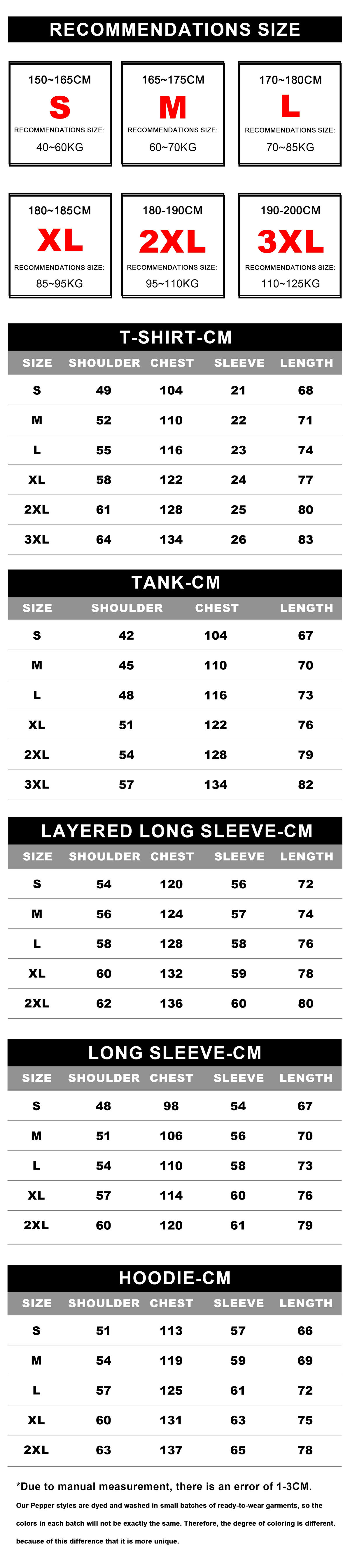 Size chart