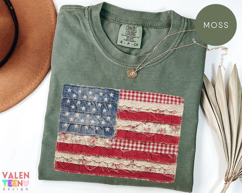 Faux Patchwork American Flag